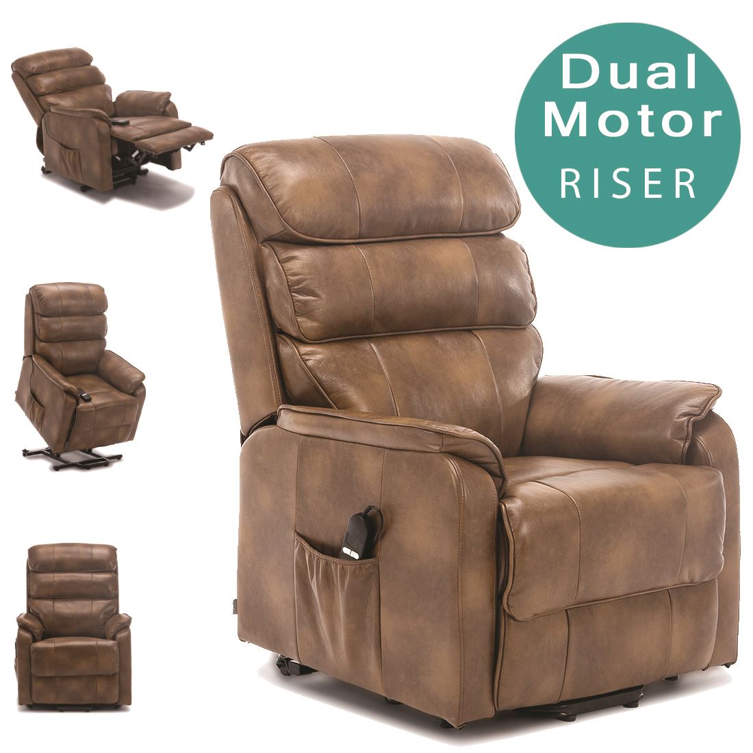 BUCKINGHAM DUAL MOTOR ELECTRIC RISER RECLINER BOND LEATHER MOBILITY