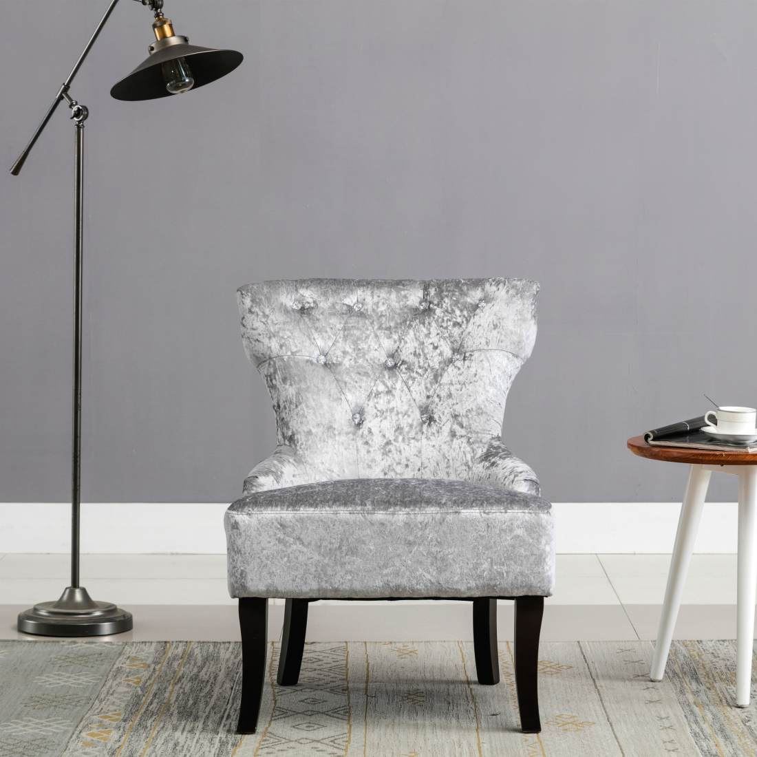 Rheya Crushed Velvet Wing Back Occasional Accent Bedroom Chair Fabric