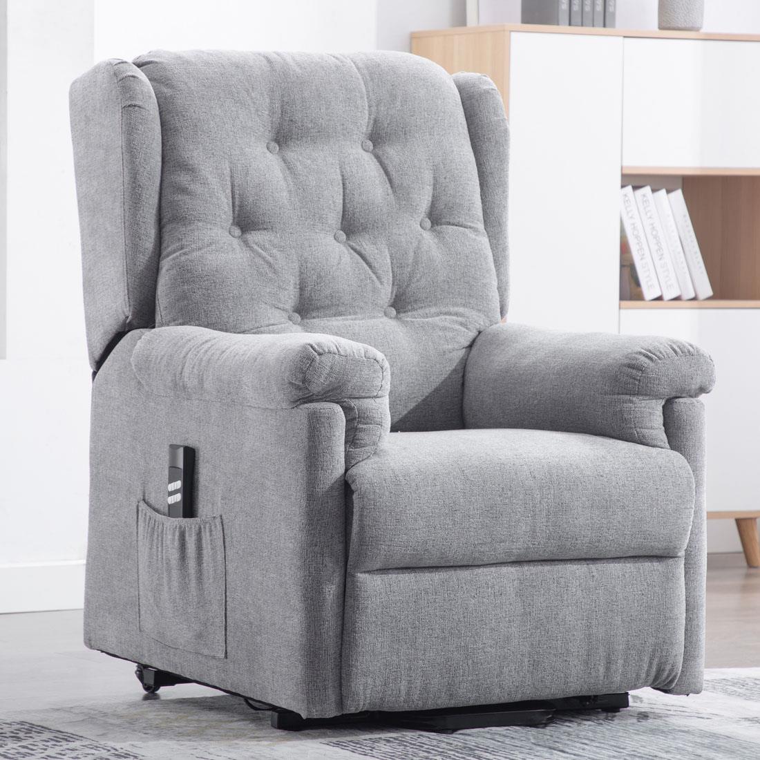 BARNSLEY FABRIC ELECTRIC DUAL MOTOR RISE RISER RECLINER SOFA MOBILITY