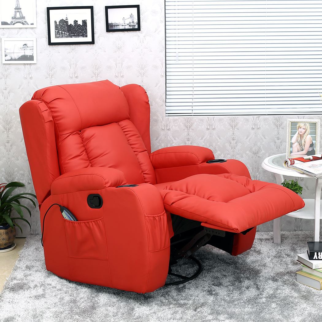Red Leather Reclining Chair caesar 10 in 1 winged leather recliner chair rocking massage Red Leather Reclining Chair caesar 10 in 1 winged leather recliner chair rocking massage