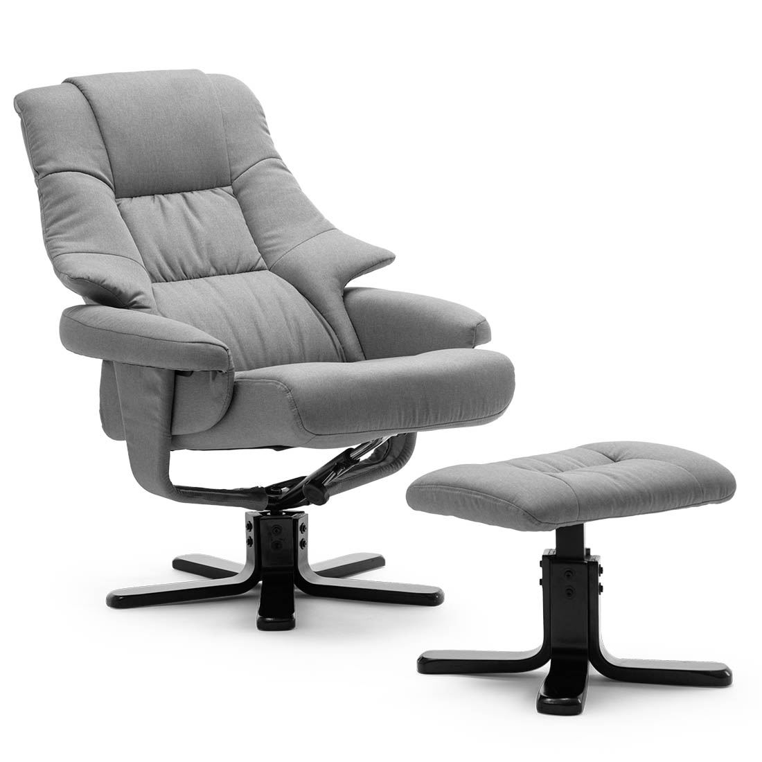 SORENTO SWIVEL RECLINER LINEN FABRIC CHAIR w FOOT STOOL ARMCHAIR - Picture 4 of 17