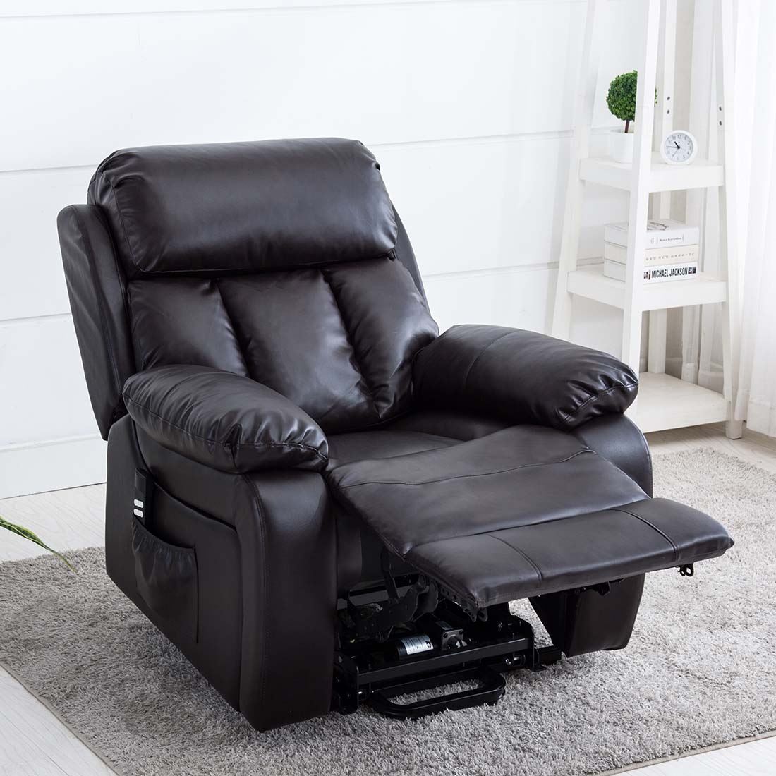 CHESTER DUAL MOTOR RISER ELECTRIC LEATHER RECLINER ARMCHAIR HEATED MASSAGE CHAIR - Picture 14 of 26