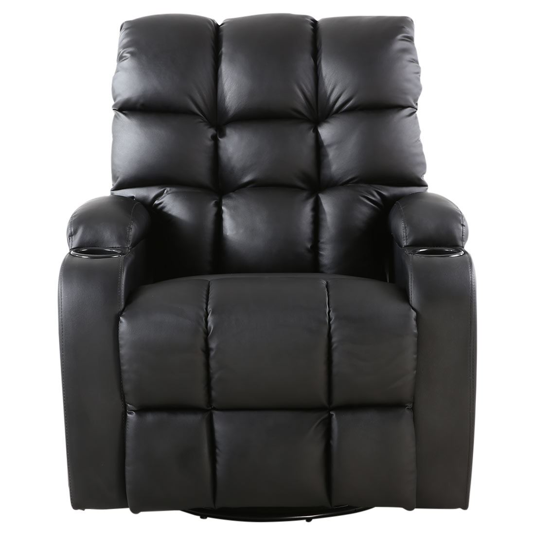REGAL BLACK LEATHER RECLINER CHAIR ROCKING MASSAGE SWIVEL HEATED GAMING