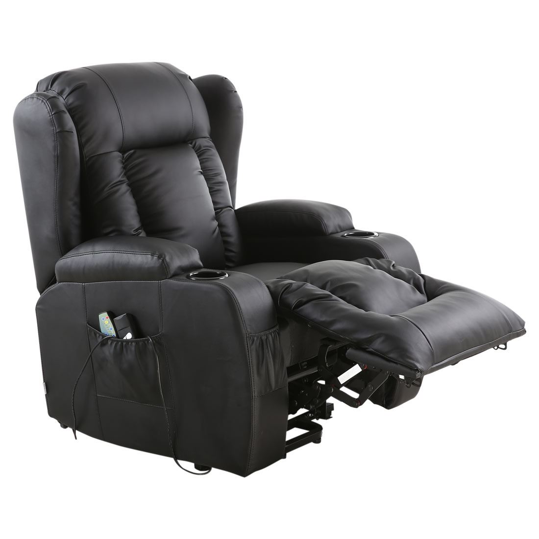 CAESAR ELECTRIC RISE RECLINER WINGED LEATHER ARMCHAIR MASSAGE HEATED