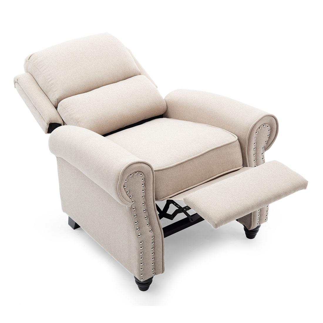 DUXFORD LINEN FABRIC PUSHBACK RECLINER ARMCHAIR SOFA OCCASIONAL CHAIR