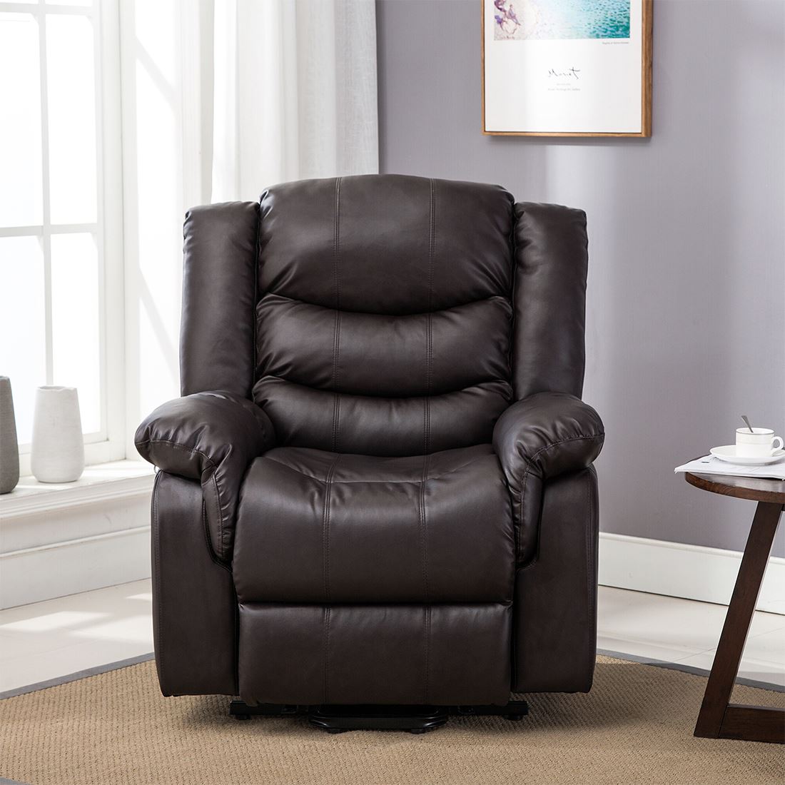 SEATTLE ELECTRIC LEATHER AUTO RECLINER ARMCHAIR SOFA HOME LOUNGE CHAIR