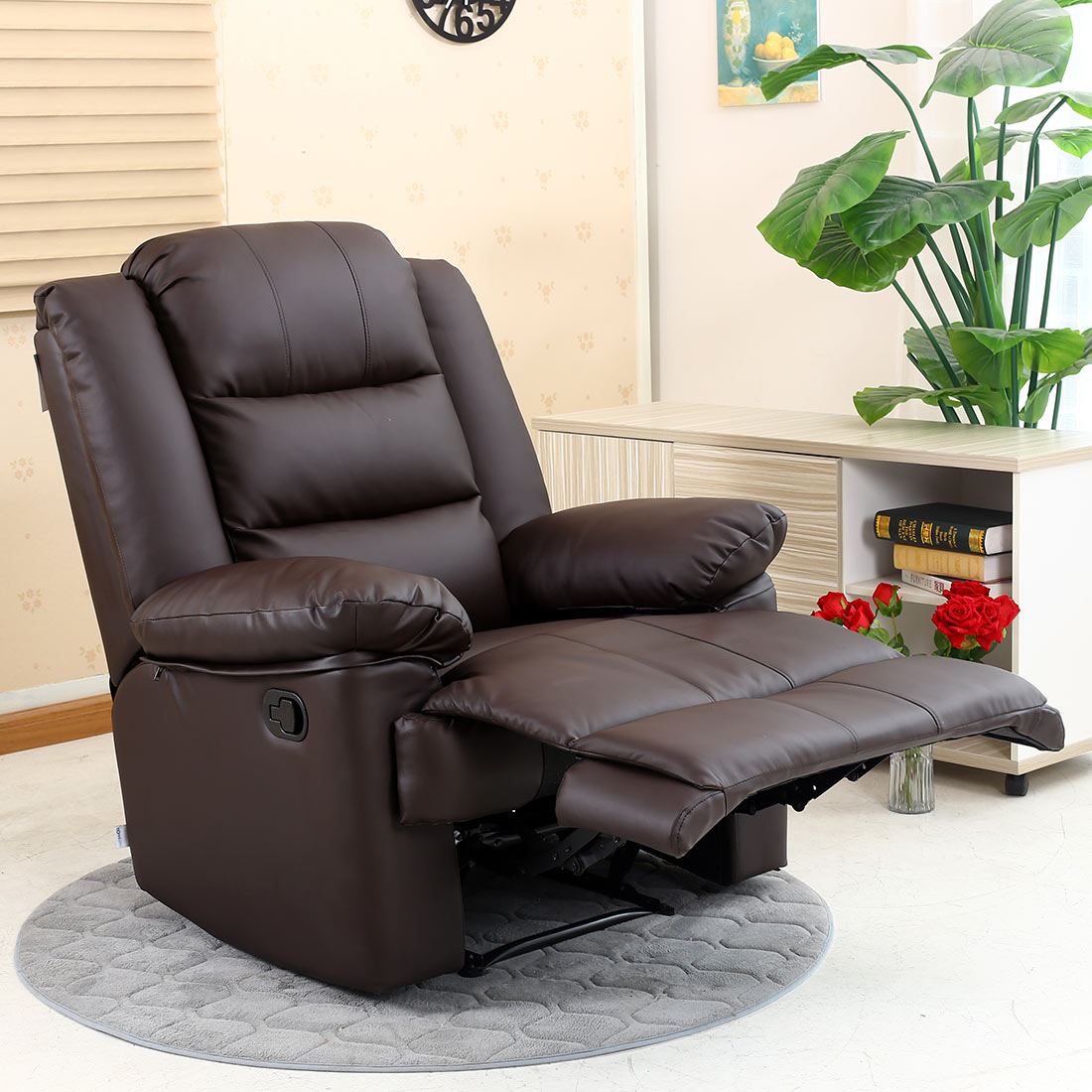 LOXLEY BROWN LEATHER RECLINER ARMCHAIR SOFA HOME LOUNGE CHAIR RECLINING
