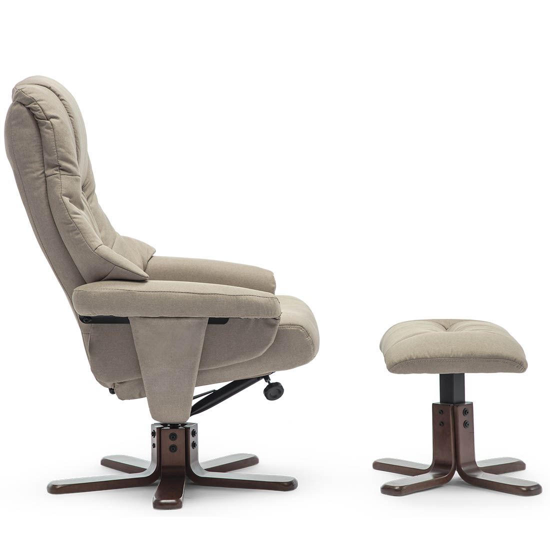 SORENTO SWIVEL RECLINER LINEN FABRIC CHAIR w FOOT STOOL ARMCHAIR - Picture 12 of 17