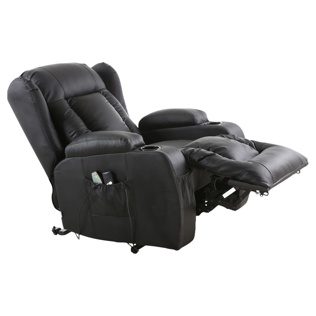CAESAR ELECTRIC RISE RECLINER WINGED LEATHER ARMCHAIR MASSAGE HEATED