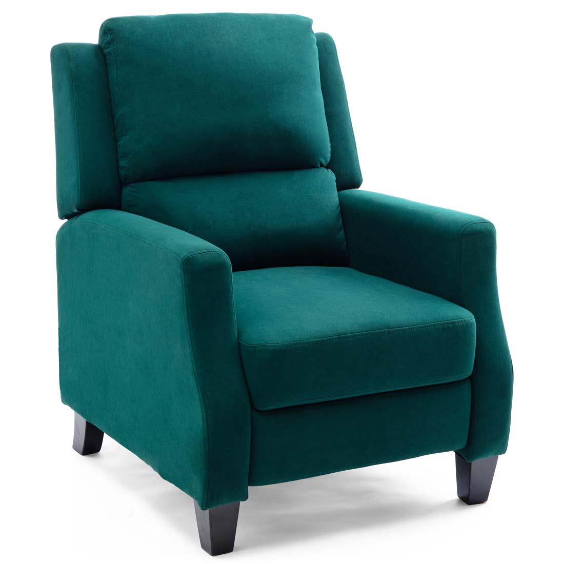 BURLEY VELVET FABRIC MODERN ACCENT RECLINER ARMCHAIR SOFA LOUNGE CHAIR