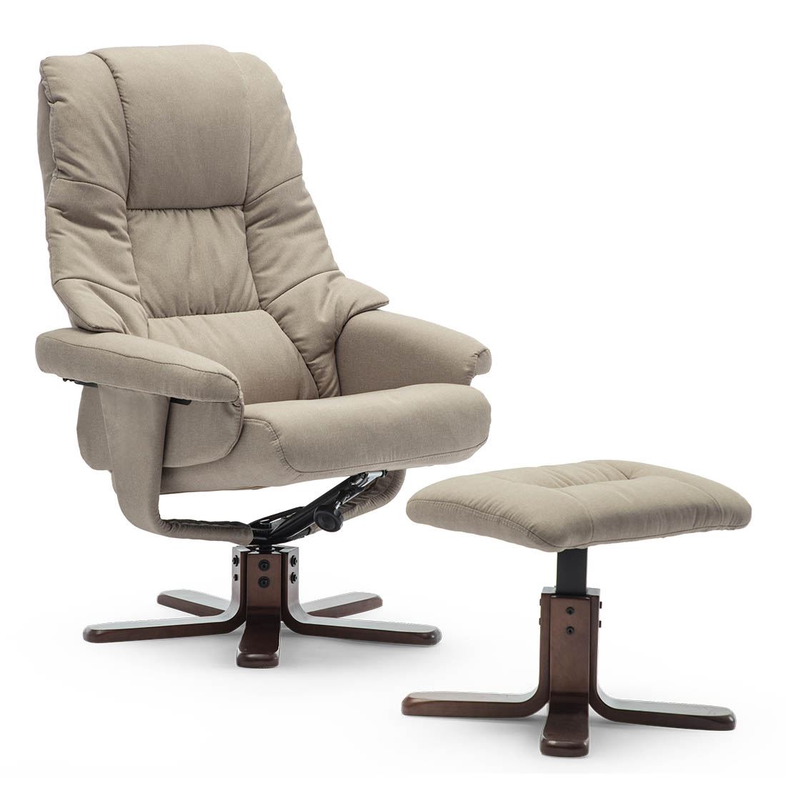 SORENTO SWIVEL RECLINER LINEN FABRIC CHAIR w FOOT STOOL ARMCHAIR - Picture 10 of 17