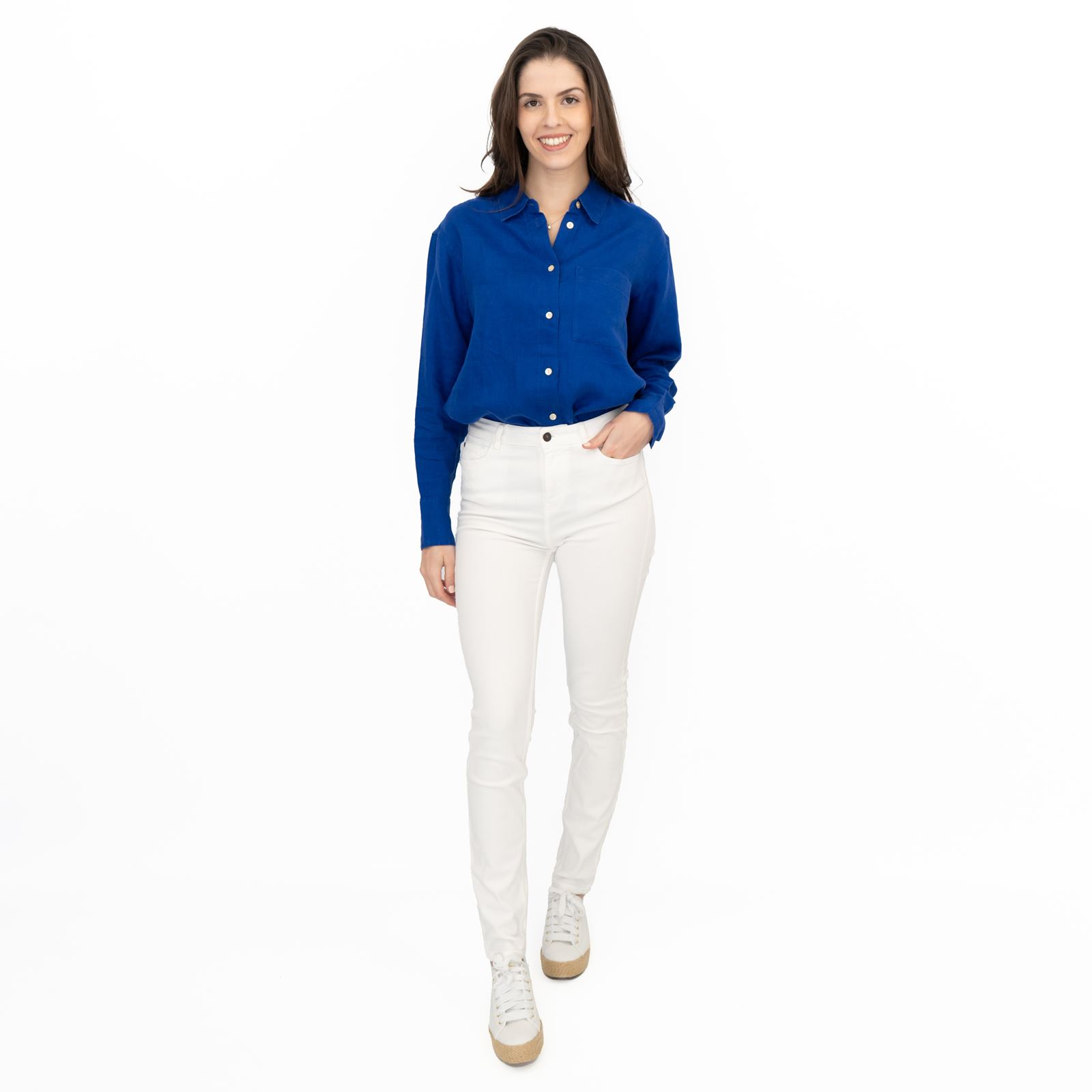 M&S Womens Linen Blouse Collared Pure Button Up Top Smart Casual - Picture 70 of 87