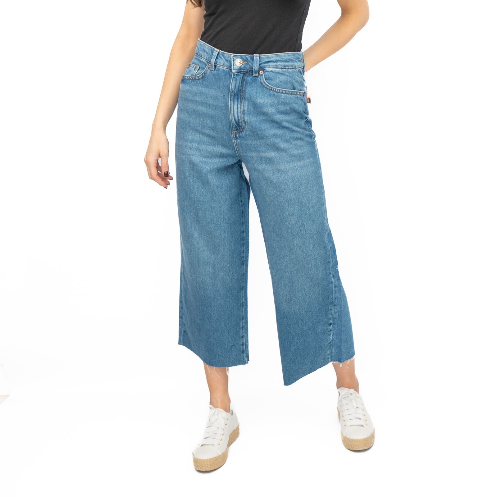 Womens M&S Cropped Jean Wide Leg High Waist Raw Hem 3 Colours White Medium Denim - Picture 18 of 59