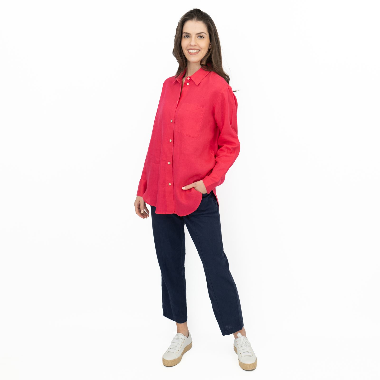 M&S Womens Linen Blouse Collared Pure Button Up Top Smart Casual - Picture 47 of 87