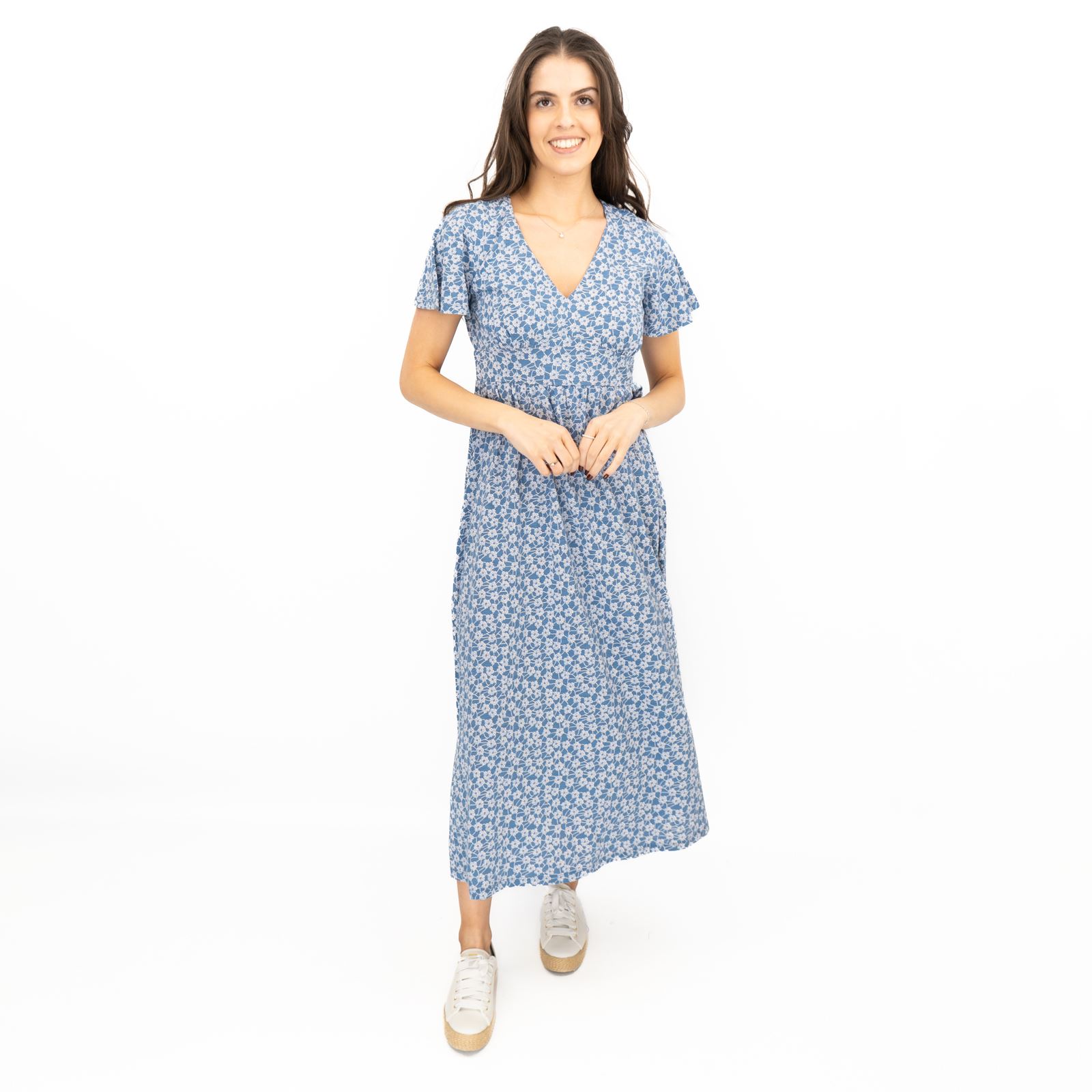 Womens Seasalt Blue Chateaux Dress Floral Maxi Short Sleeve Flower Net Whirl - Picture 9 of 12