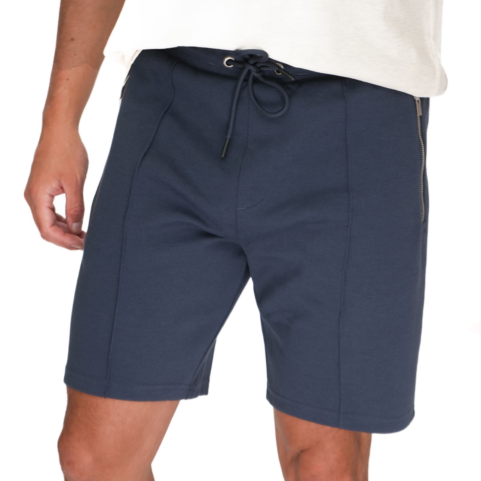 Mens M&S Autograph Blue Shorts Regular Jersey Elasticated Drawstring Zip Pockets - Picture 5 of 8