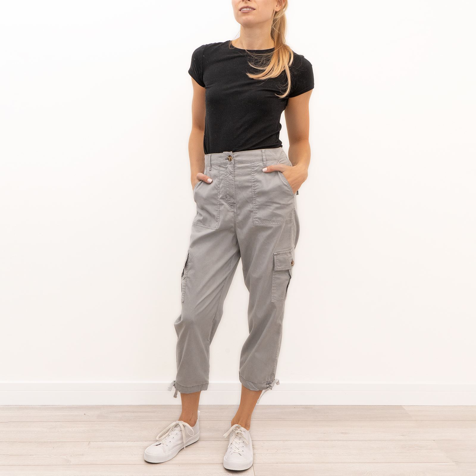 Womens M\u0026S Trouser Cropped Cargo Cotton 