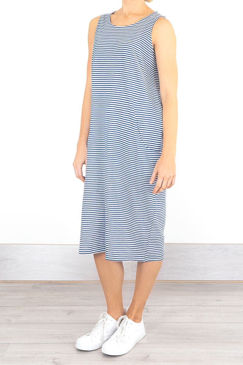 Womens Seasalt Dress Relaxed Lightweight Navy Stripe Cotton Halldrine