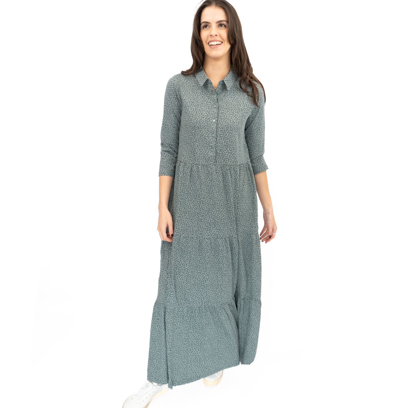 Womens Seasalt Windflower Dress Blue Grey Ditsy Print 3/4 Sleeve Maxi Length - Picture 18 of 29