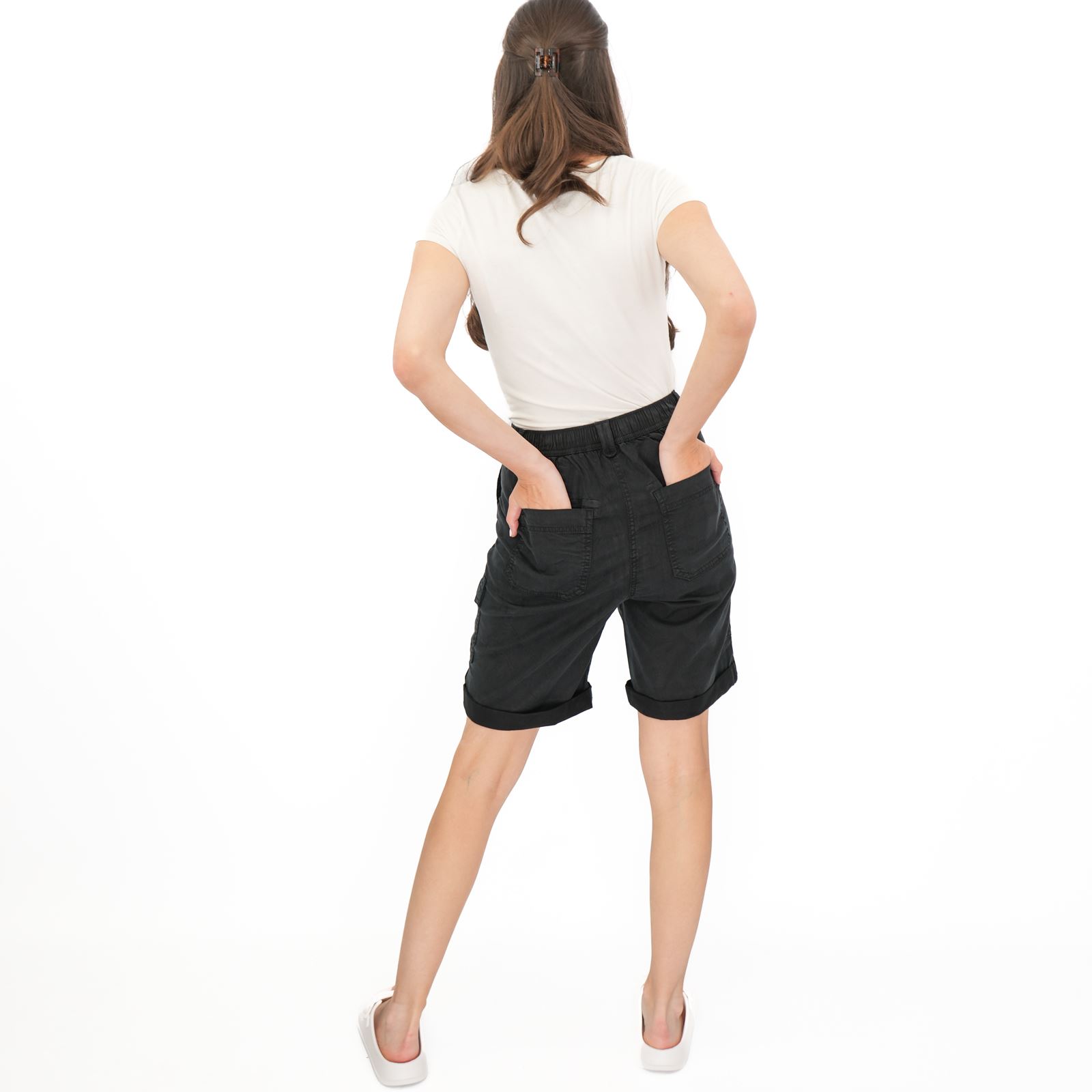 Womens M&S Cargo Short Classic Cotton Lyocell Tea Dyed Stretch Waist - Picture 30 of 67