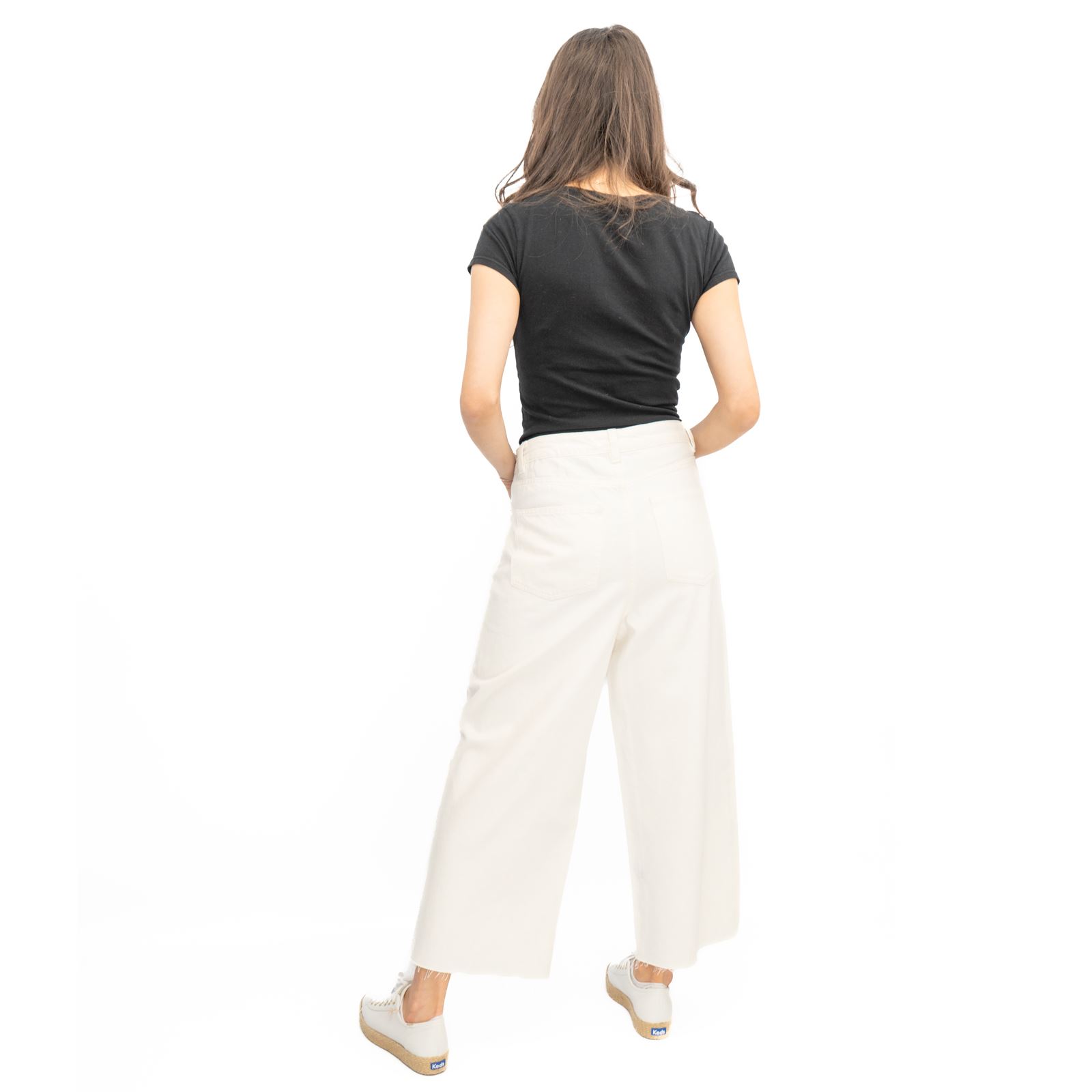 Womens M&S Cropped Jean Wide Leg High Waist Raw Hem 3 Colours White Medium Denim - Picture 39 of 59