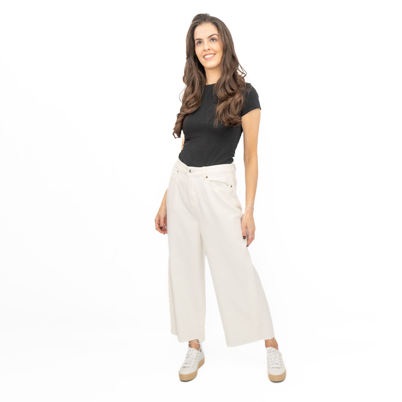 Womens M&S Cropped Jean Wide Leg High Waist Raw Hem 3 Colours White Medium Denim - Picture 38 of 59