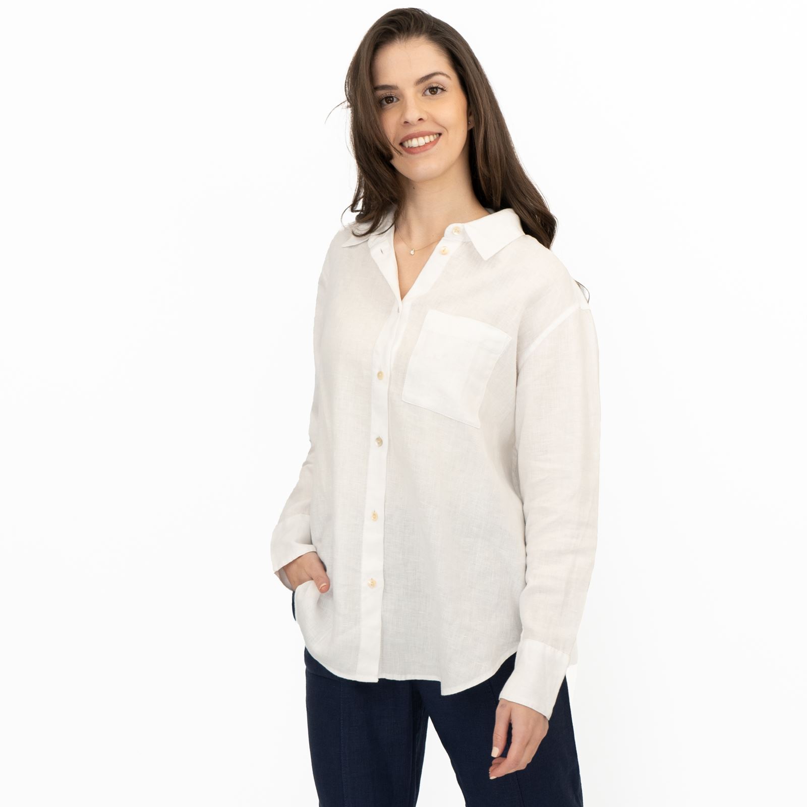 M&S Womens Linen Blouse Collared Pure Button Up Top Smart Casual - Picture 82 of 87