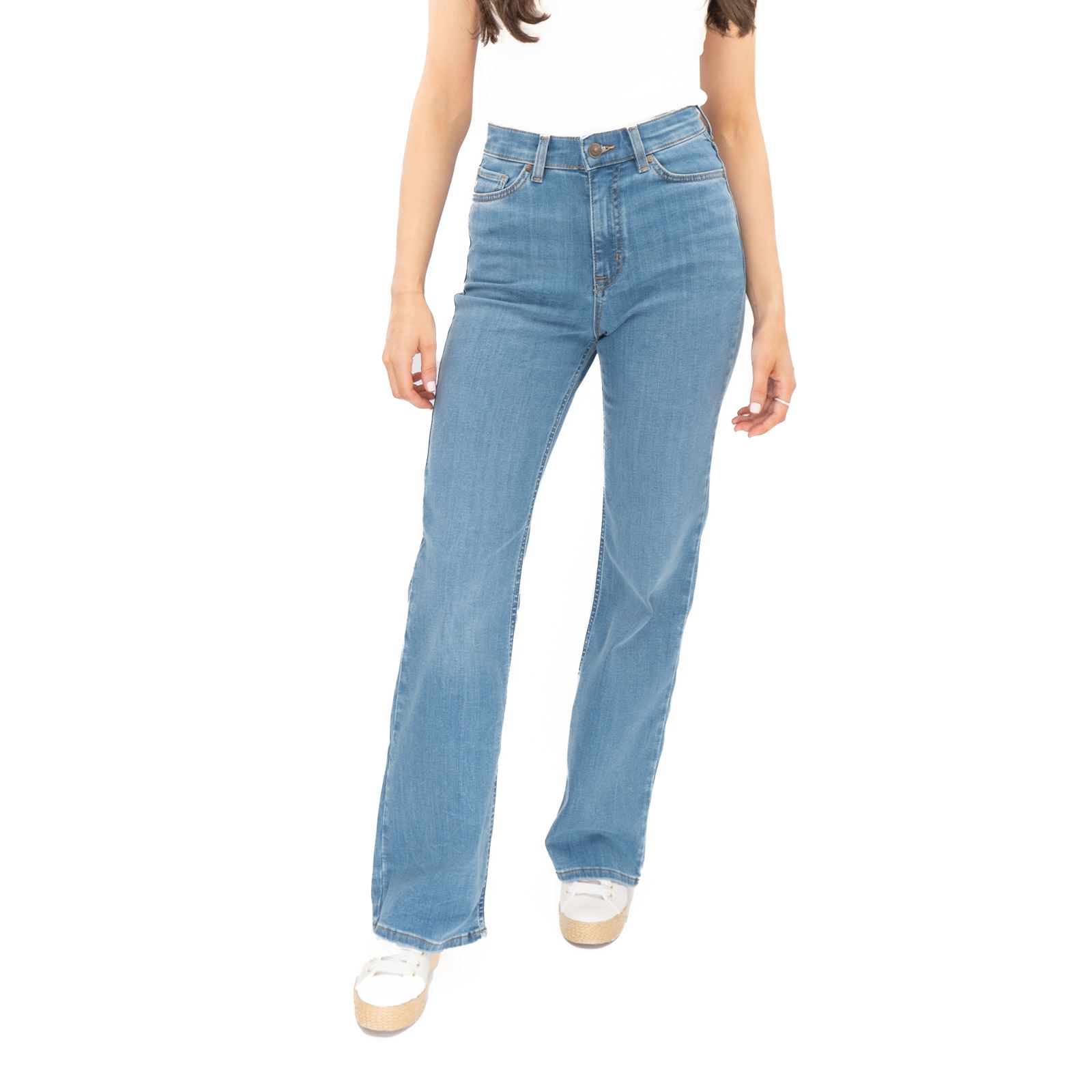 Womens M&S Autograph Flared Jean High Waist Light Denim Stretch - Main Image