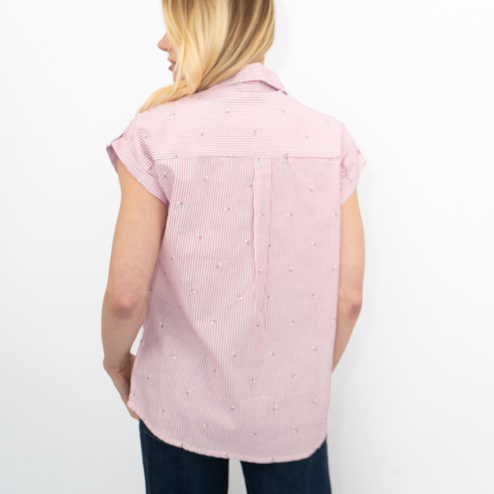 CREW CLOTHING Womens Striped Shirt Top Blouse Pink Blue Short Sleeve Embroidered - Picture 20 of 26