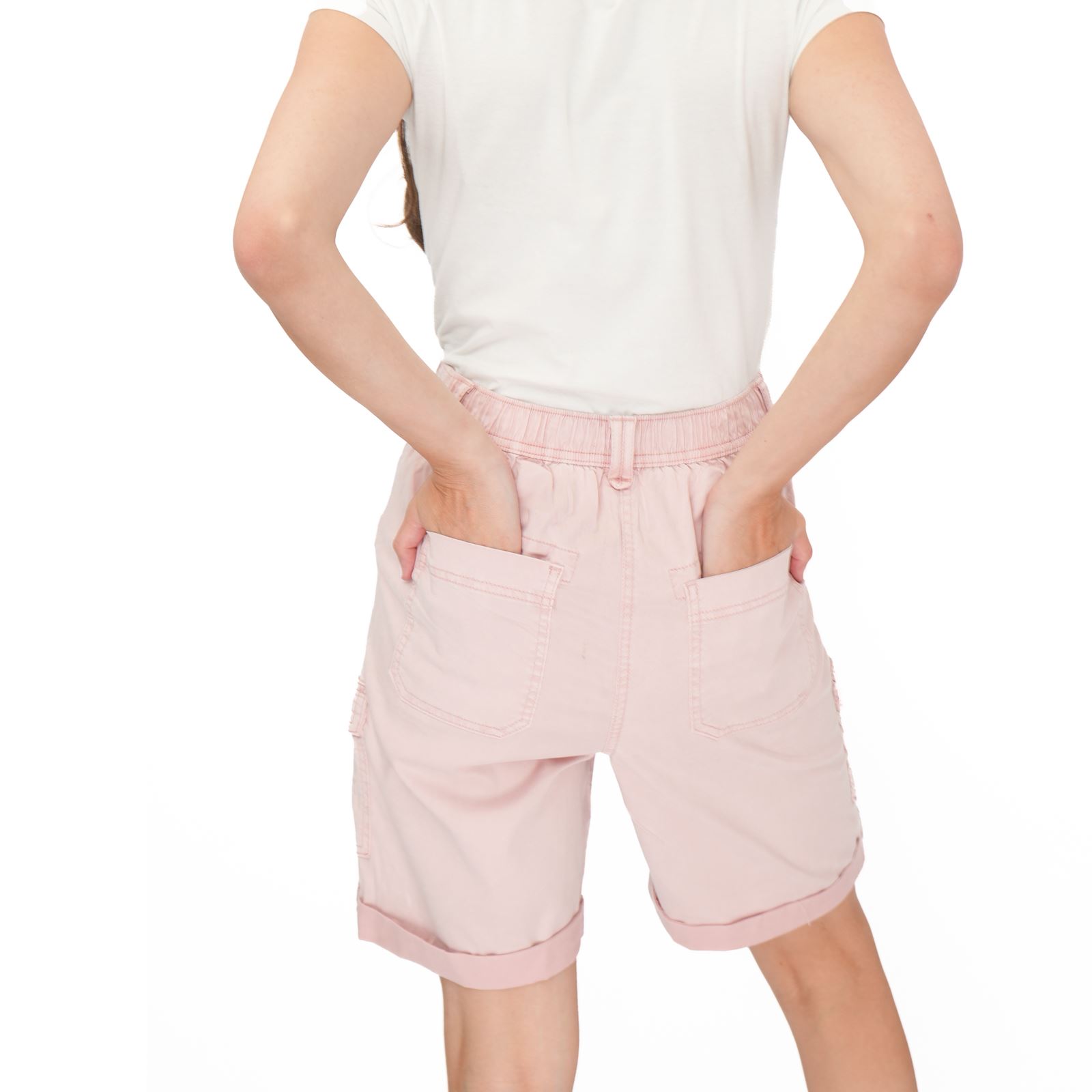Womens M&S Cargo Short Classic Cotton Lyocell Tea Dyed Stretch Waist - Picture 60 of 67