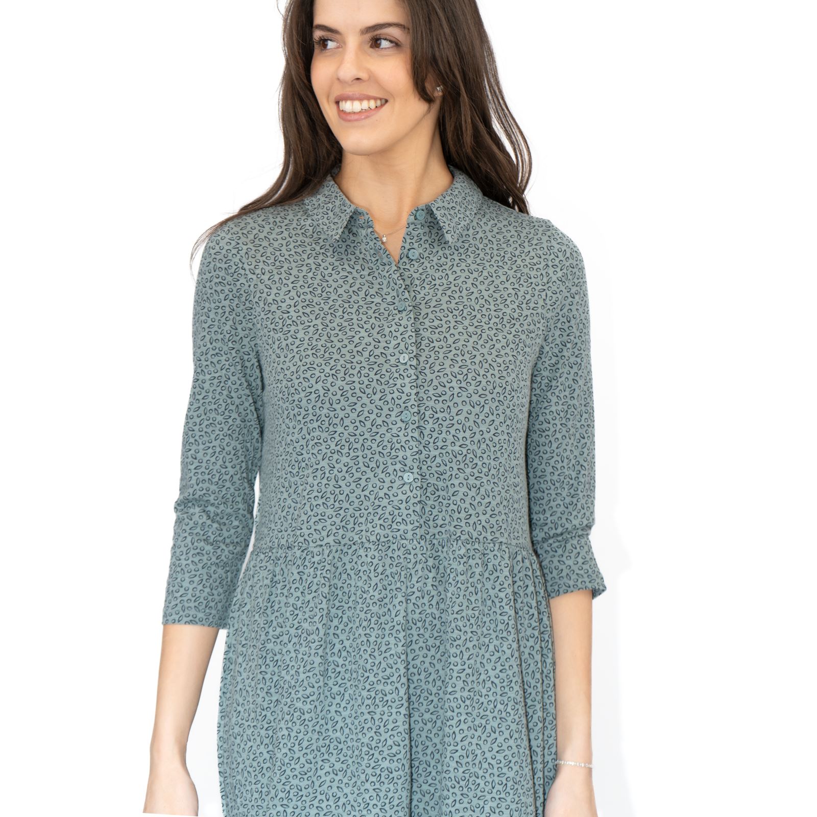 Womens Seasalt Windflower Dress Blue Grey Ditsy Print 3/4 Sleeve Maxi Length - Picture 7 of 29