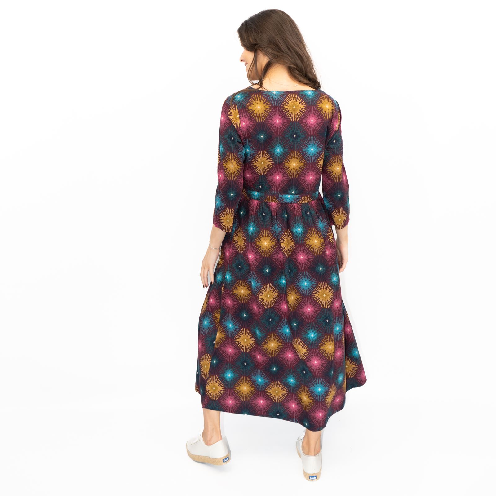 Womens Seasalt Forestry Dress Purple Sparkler Geo Print Midi Regular 3/4 Sleeve - Picture 7 of 12