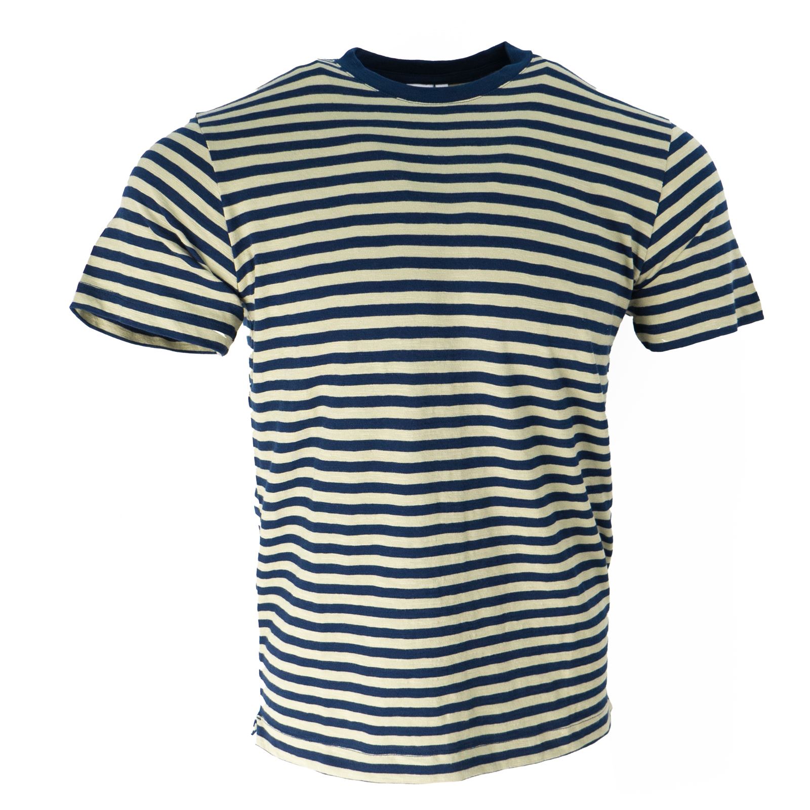 John Lewis Mens T-shirt Top Supima Cotton Striped Green Navy Orange Jersey Soft - Picture 17 of 27