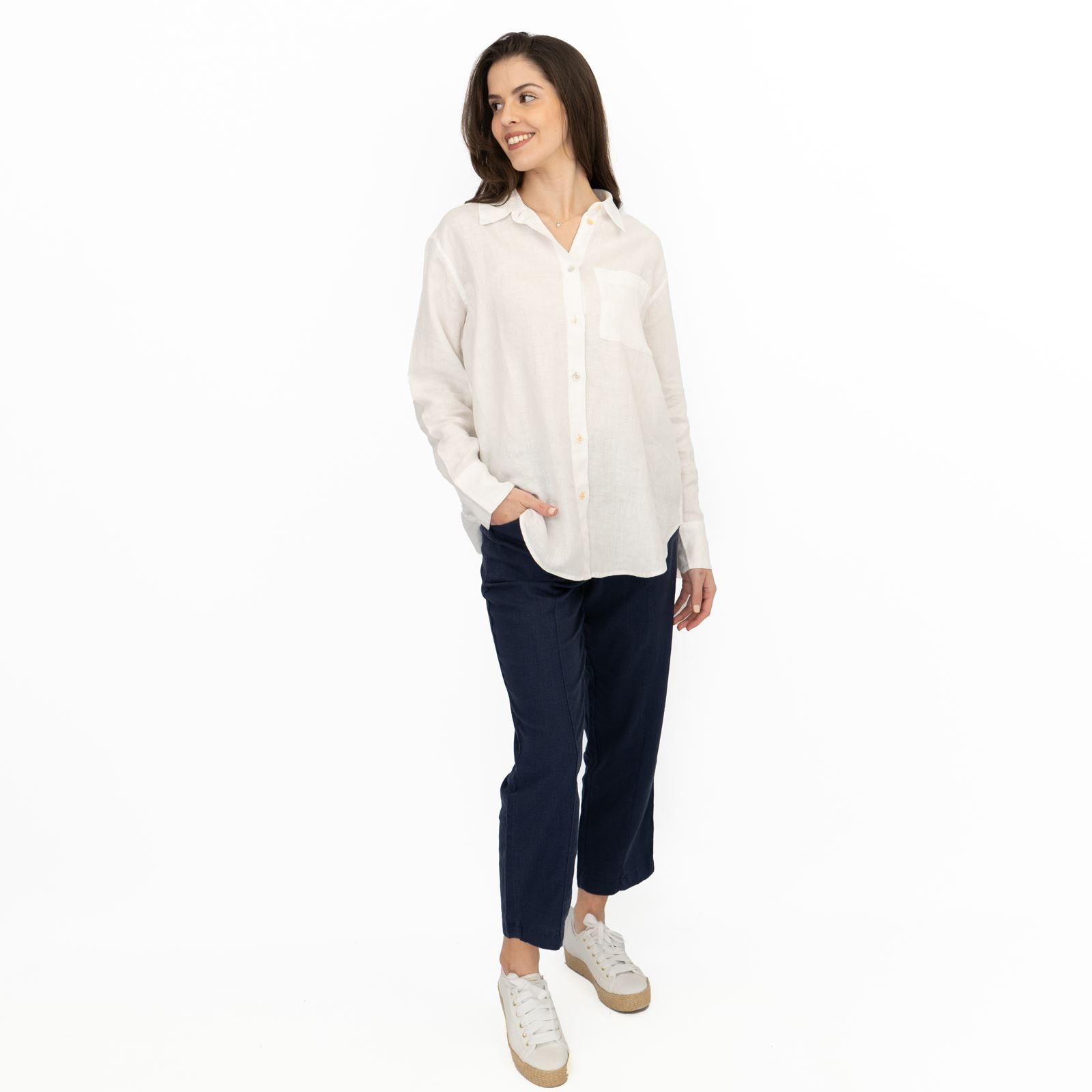 M&S Womens Linen Blouse Collared Pure Button Up Top Smart Casual - Picture 84 of 87