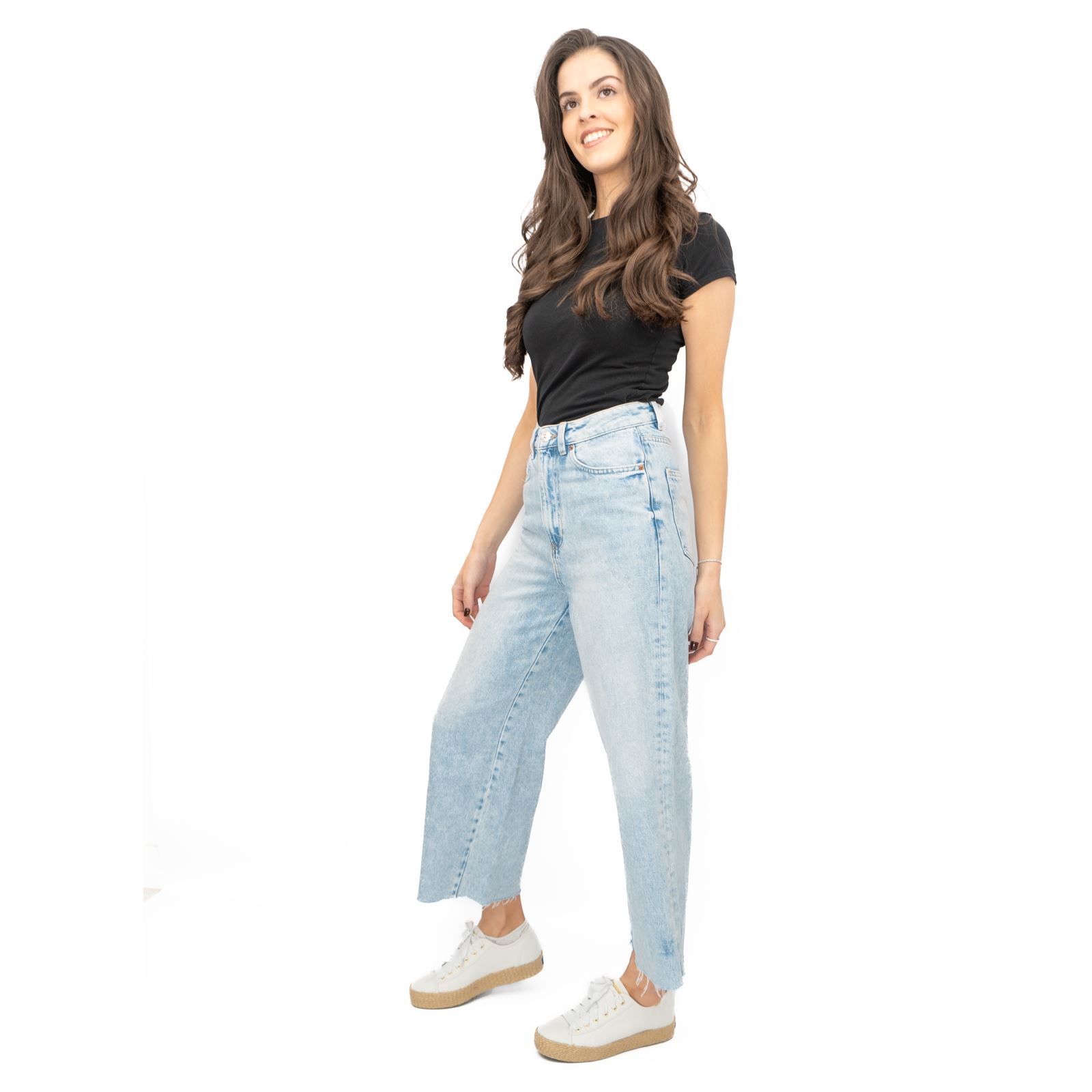 Womens M&S Cropped Jean Wide Leg High Waist Raw Hem 3 Colours White Medium Denim - Picture 34 of 59