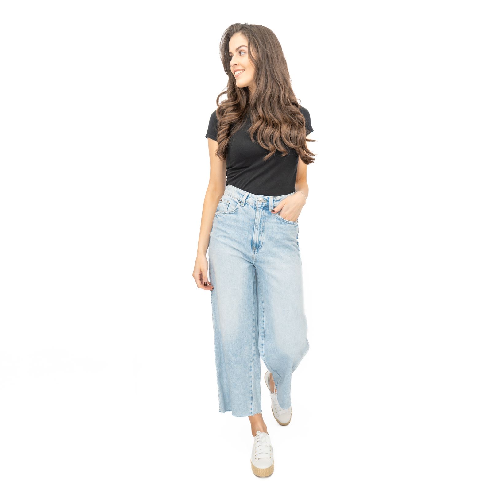 Womens M&S Cropped Jean Wide Leg High Waist Raw Hem 3 Colours White Medium Denim - Picture 30 of 59