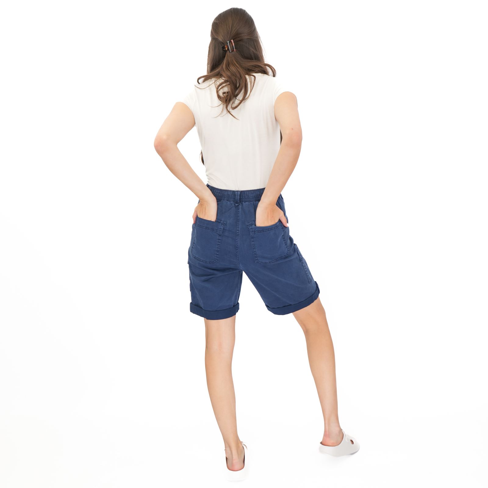 Womens M&S Cargo Short Classic Cotton Lyocell Tea Dyed Stretch Waist - Picture 19 of 67