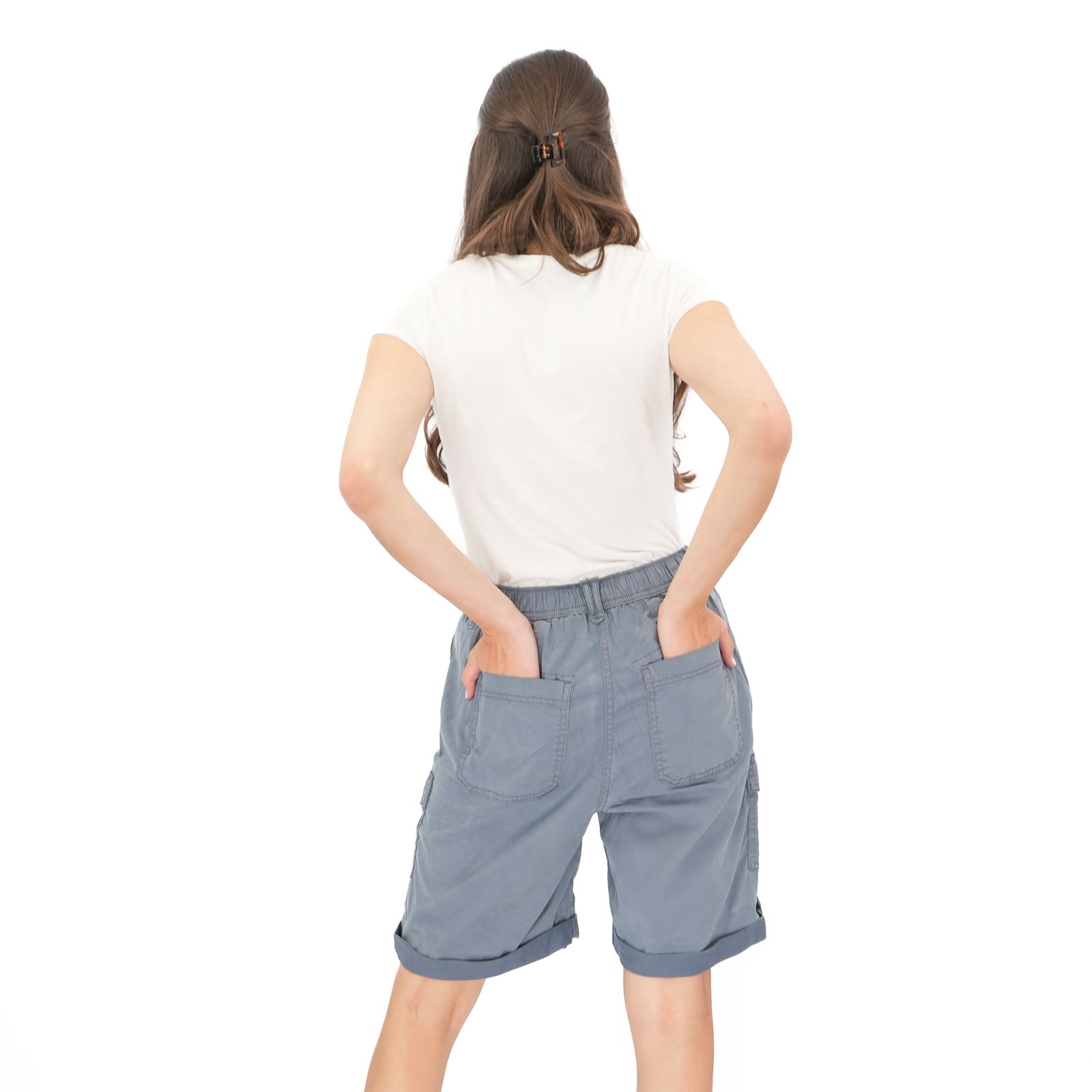 Womens M&S Cargo Short Classic Cotton Lyocell Tea Dyed Stretch Waist - Picture 45 of 67