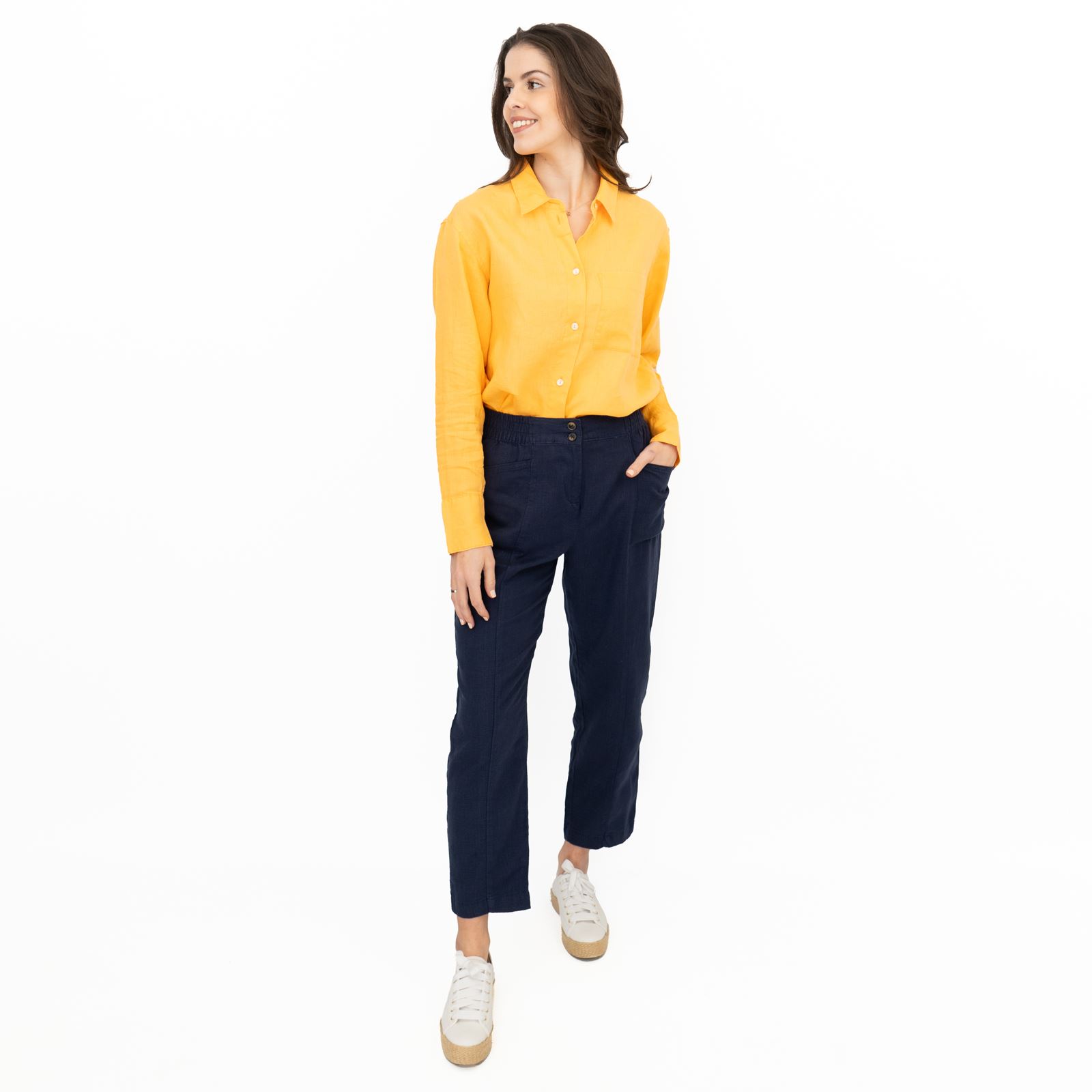 M&S Womens Linen Blouse Collared Pure Button Up Top Smart Casual - Picture 61 of 87