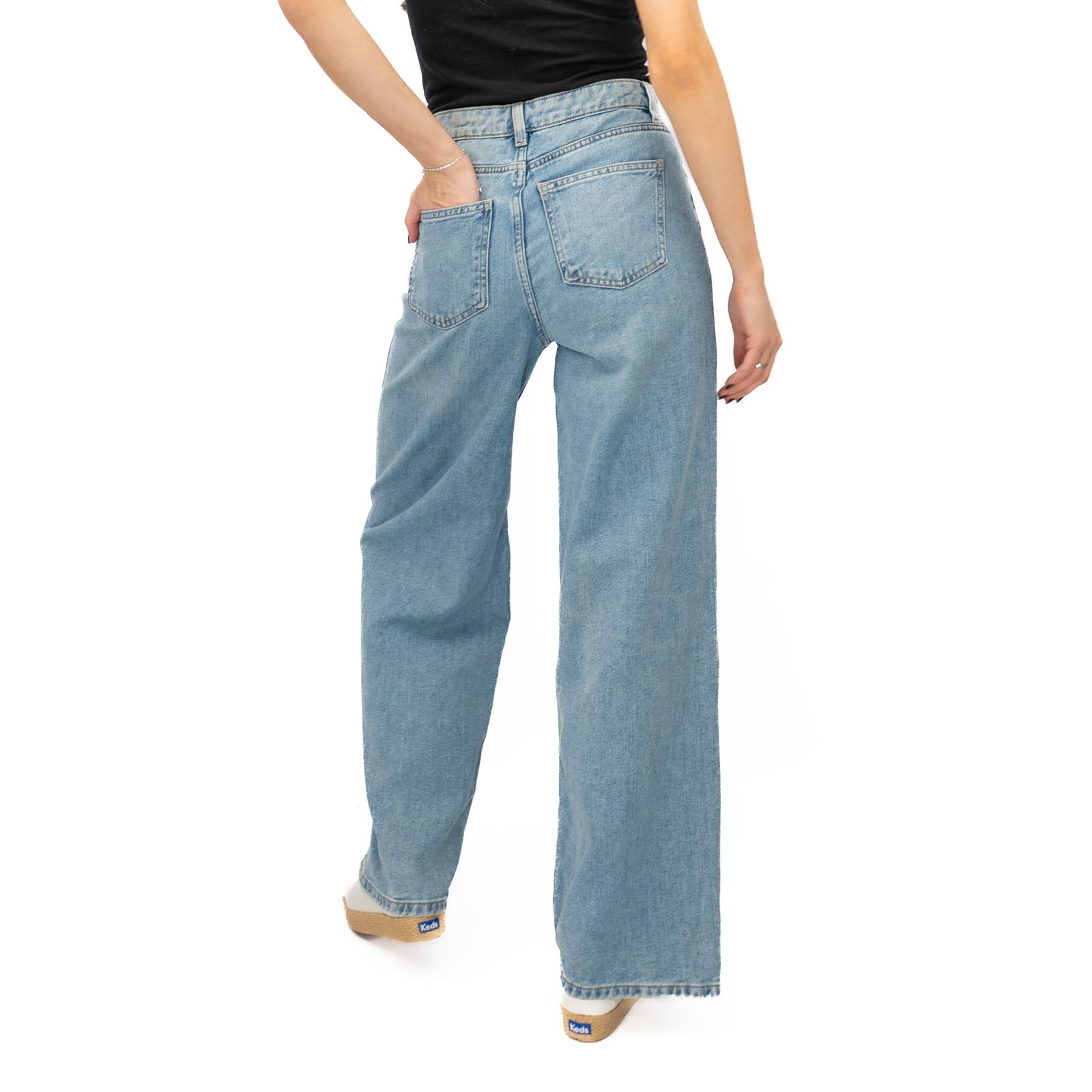 Womens M&S Slouchy Wide Leg Jean Mid Rise Relaxed Soft Light Blue Med Denim - Picture 25 of 25