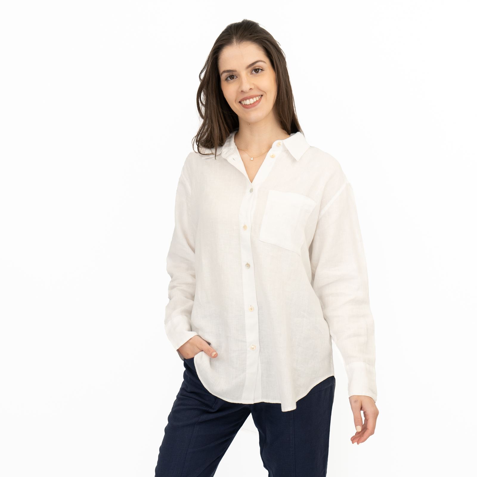 M&S Womens Linen Blouse Collared Pure Button Up Top Smart Casual - Picture 81 of 87