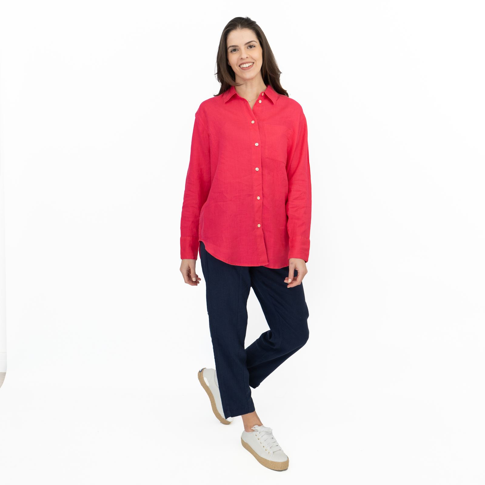 M&S Womens Linen Blouse Collared Pure Button Up Top Smart Casual - Picture 54 of 87