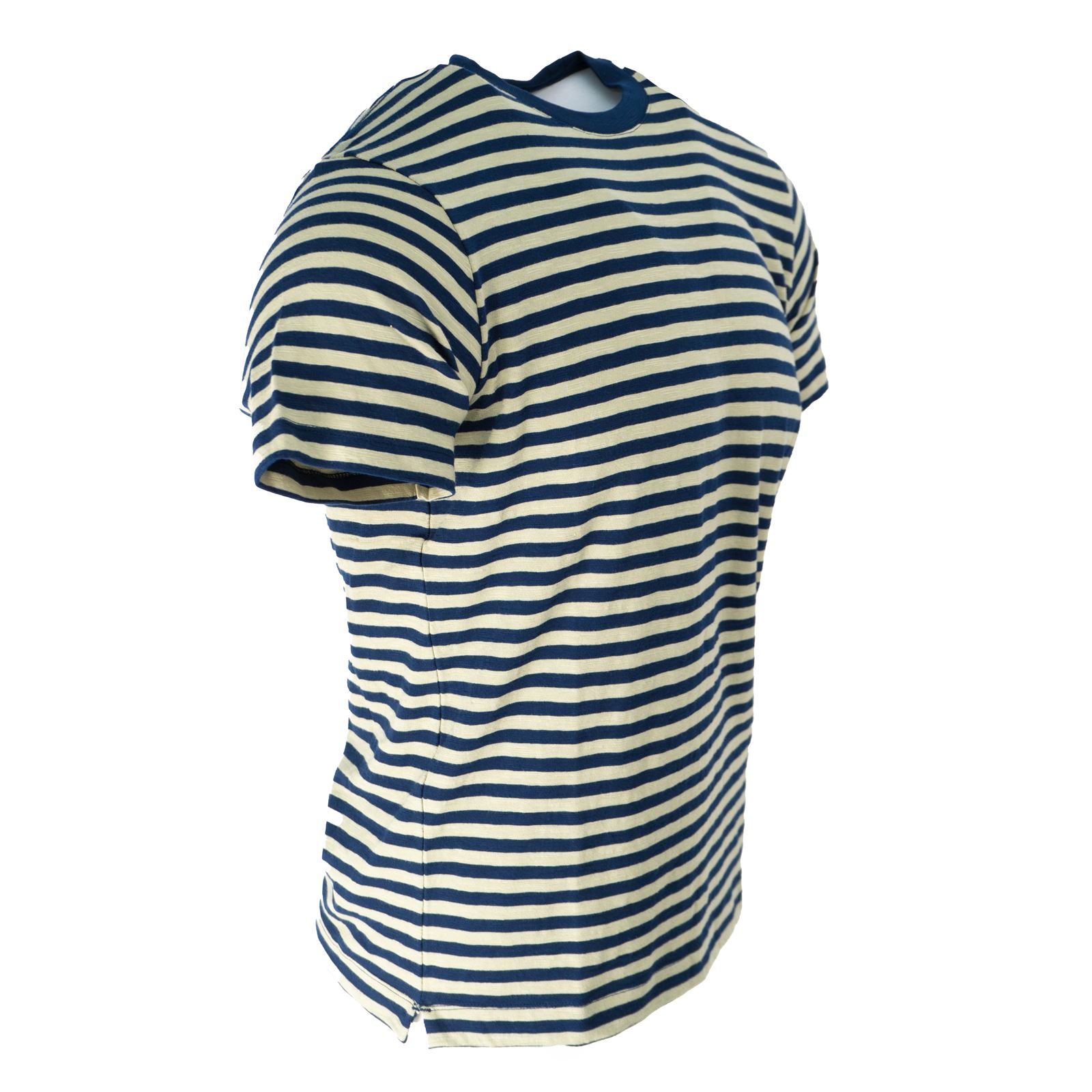 John Lewis Mens T-shirt Top Supima Cotton Striped Green Navy Orange Jersey Soft - Picture 15 of 27