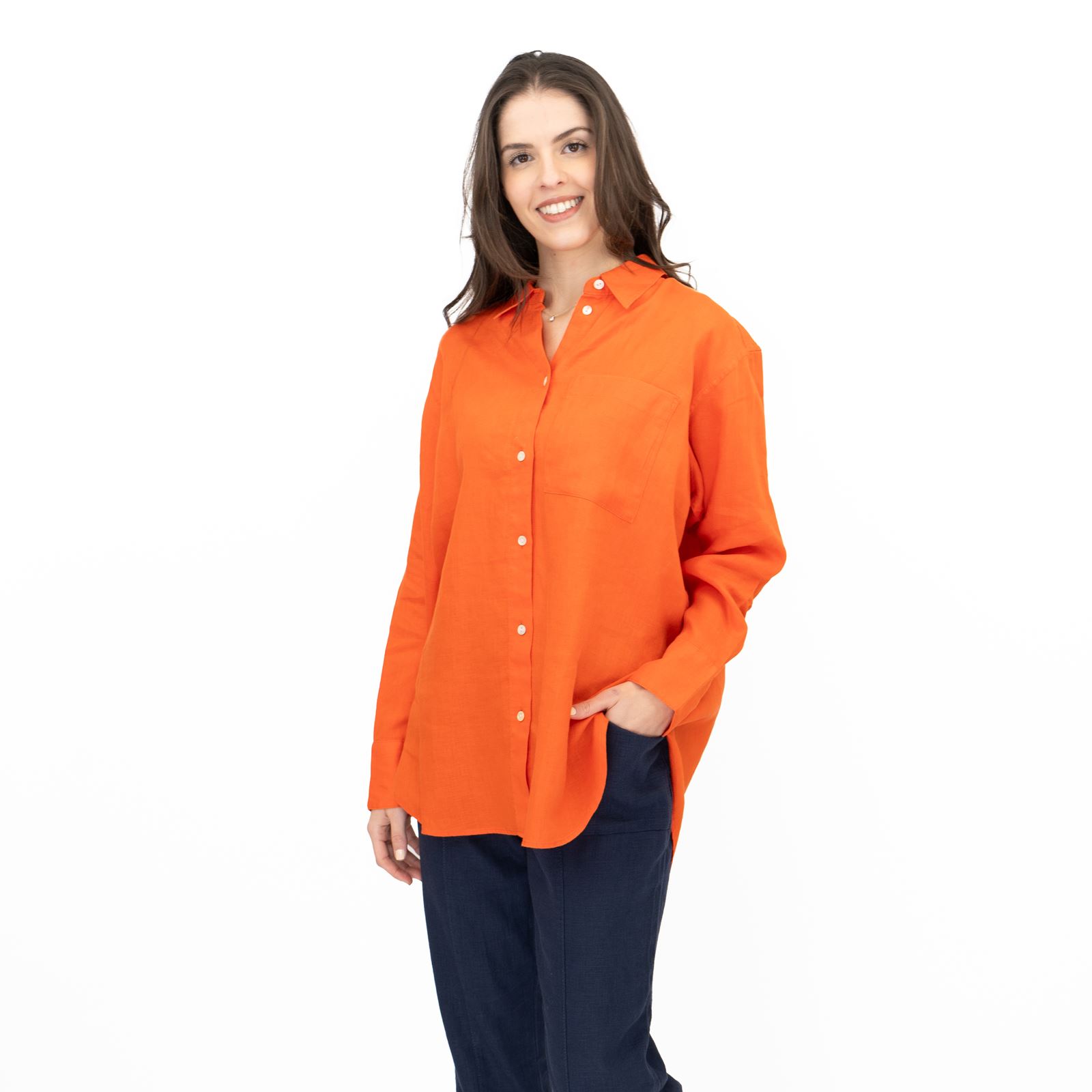 M&S Womens Linen Blouse Collared Pure Button Up Top Smart Casual - Picture 22 of 87