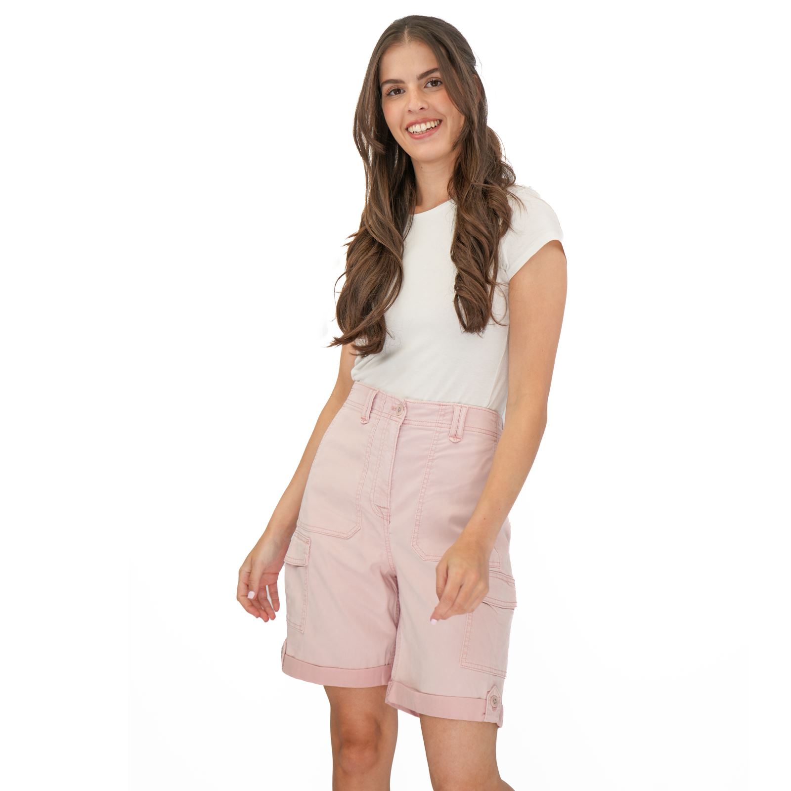 Womens M&S Cargo Short Classic Cotton Lyocell Tea Dyed Stretch Waist - Picture 64 of 67