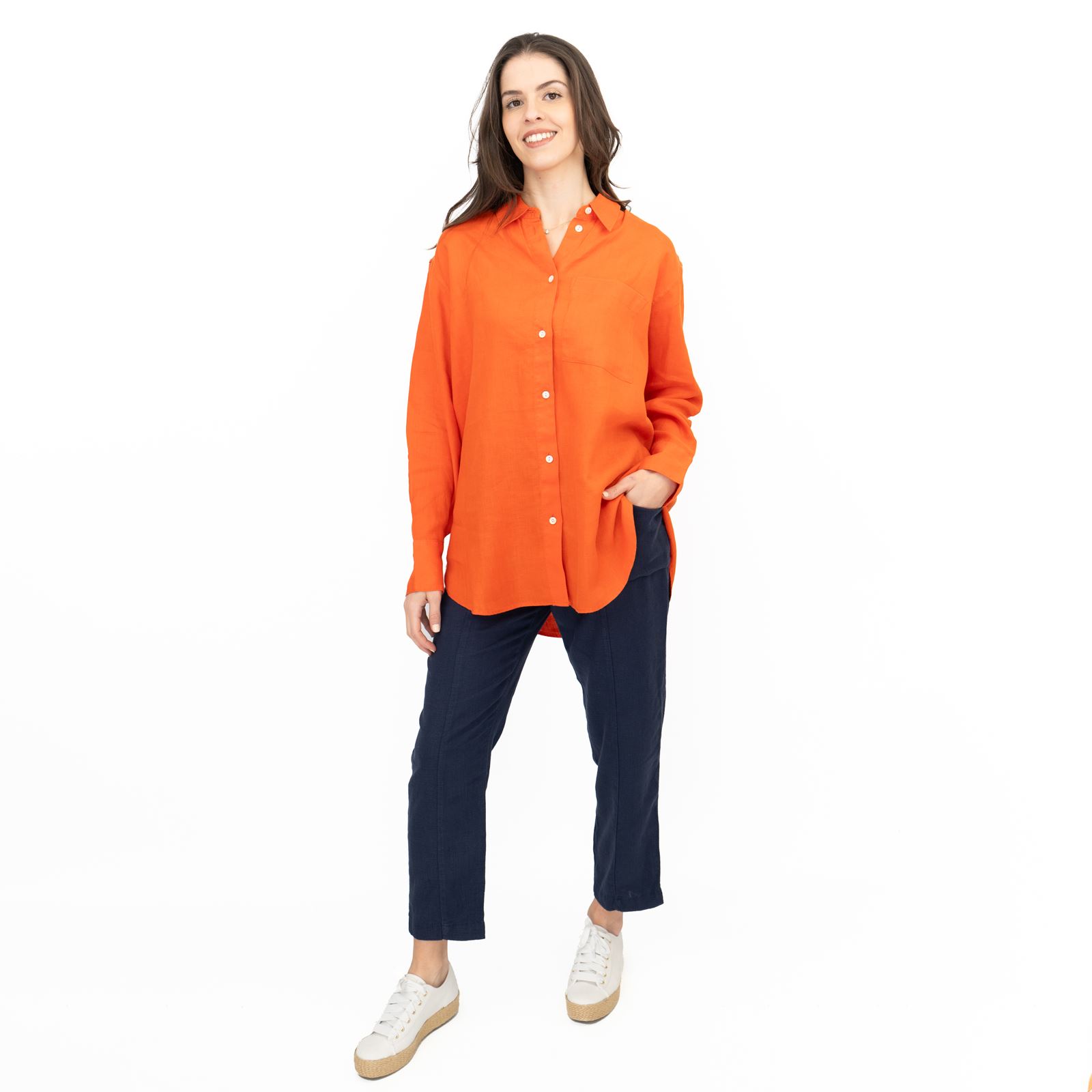 M&S Womens Linen Blouse Collared Pure Button Up Top Smart Casual - Picture 25 of 87