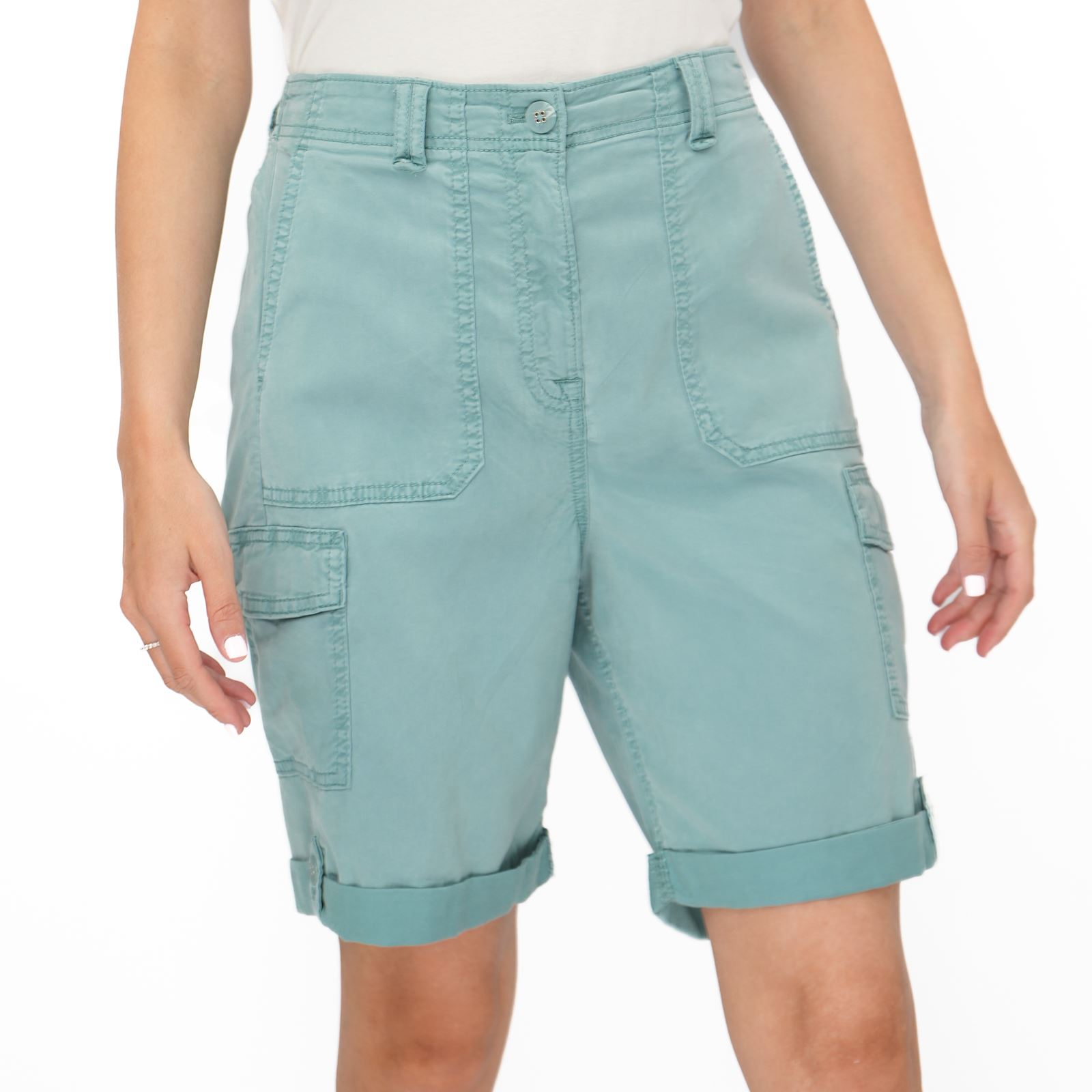 Womens M&S Cargo Short Classic Cotton Lyocell Tea Dyed Stretch Waist - Picture 53 of 67