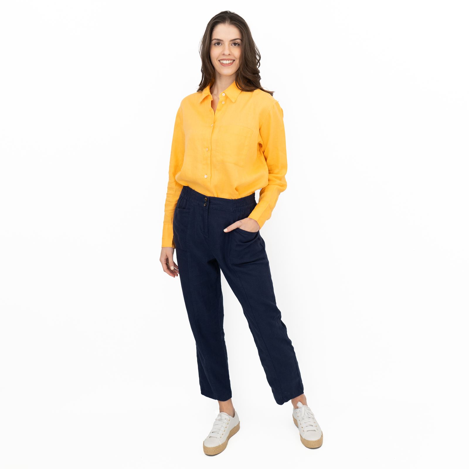M&S Womens Linen Blouse Collared Pure Button Up Top Smart Casual - Picture 65 of 87