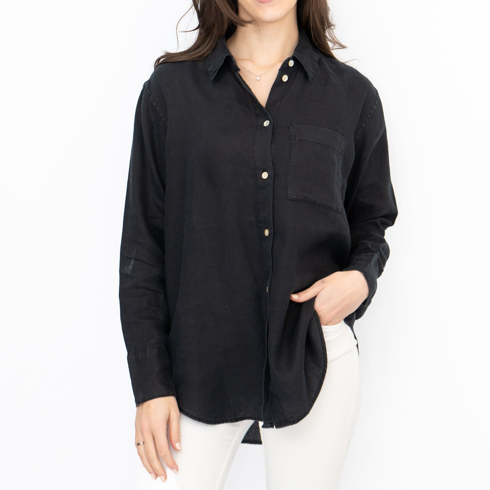 M&S Womens Linen Blouse Collared Pure Button Up Top Smart Casual - Picture 19 of 87