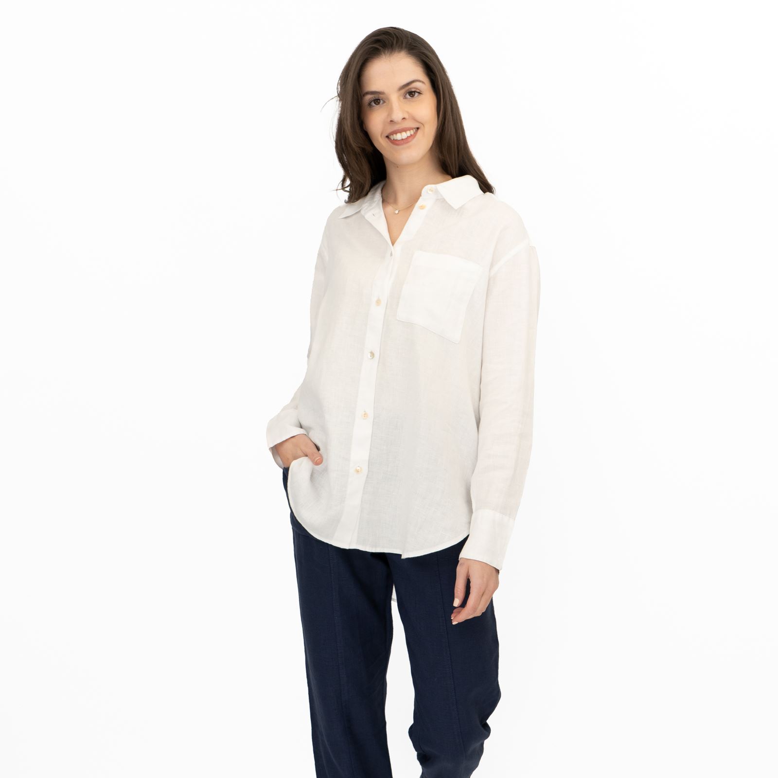 M&S Womens Linen Blouse Collared Pure Button Up Top Smart Casual - Picture 83 of 87